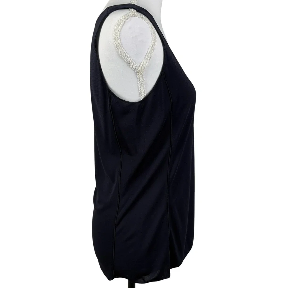 Tory Burch Sleeveless Drape Neck‎ Top Womens M Navy Blue Shell